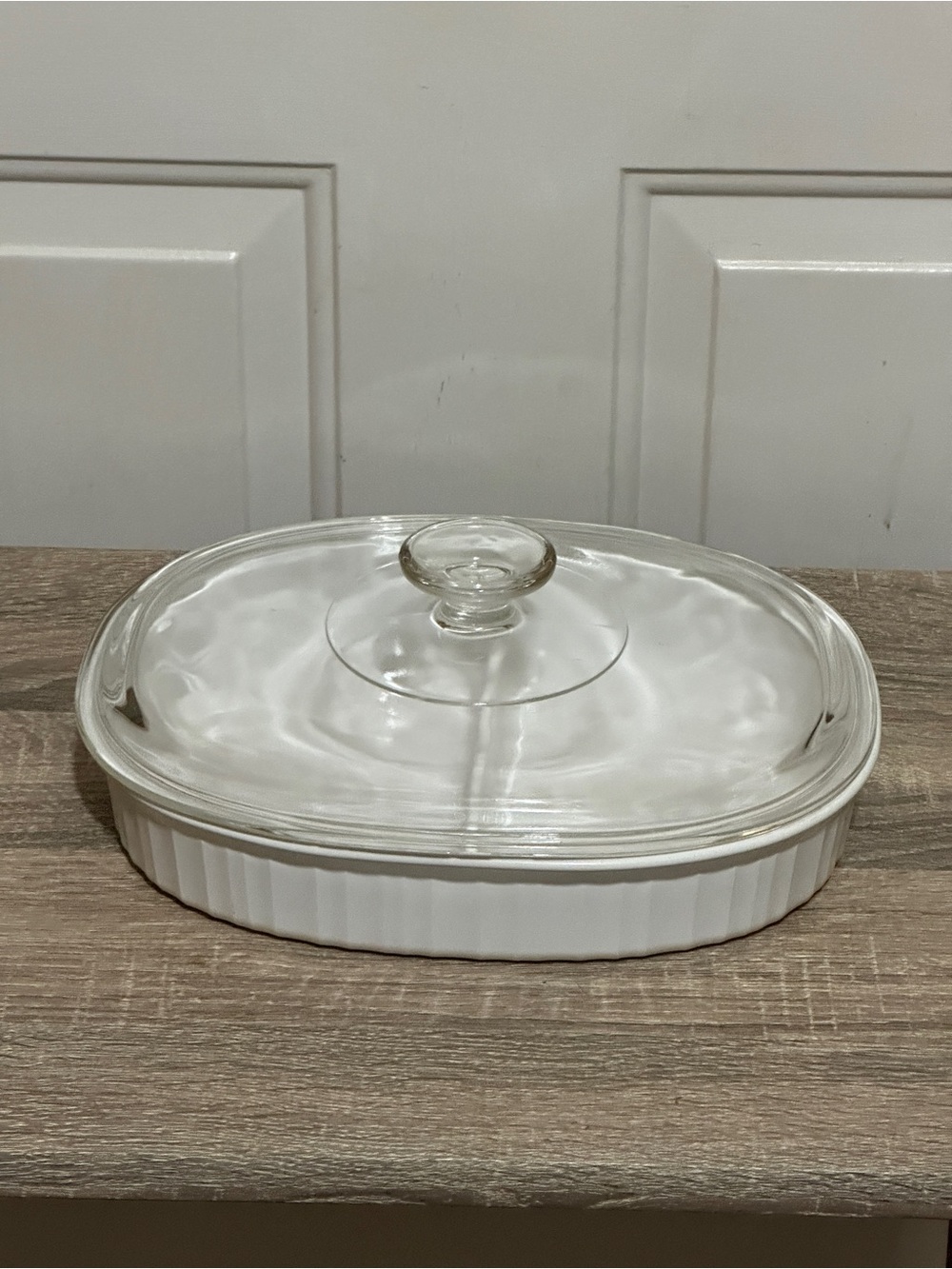 Corning Ware French White 2 Part Divided Dish Casserole MC-6-B w/Pyrex Lid 1.8L